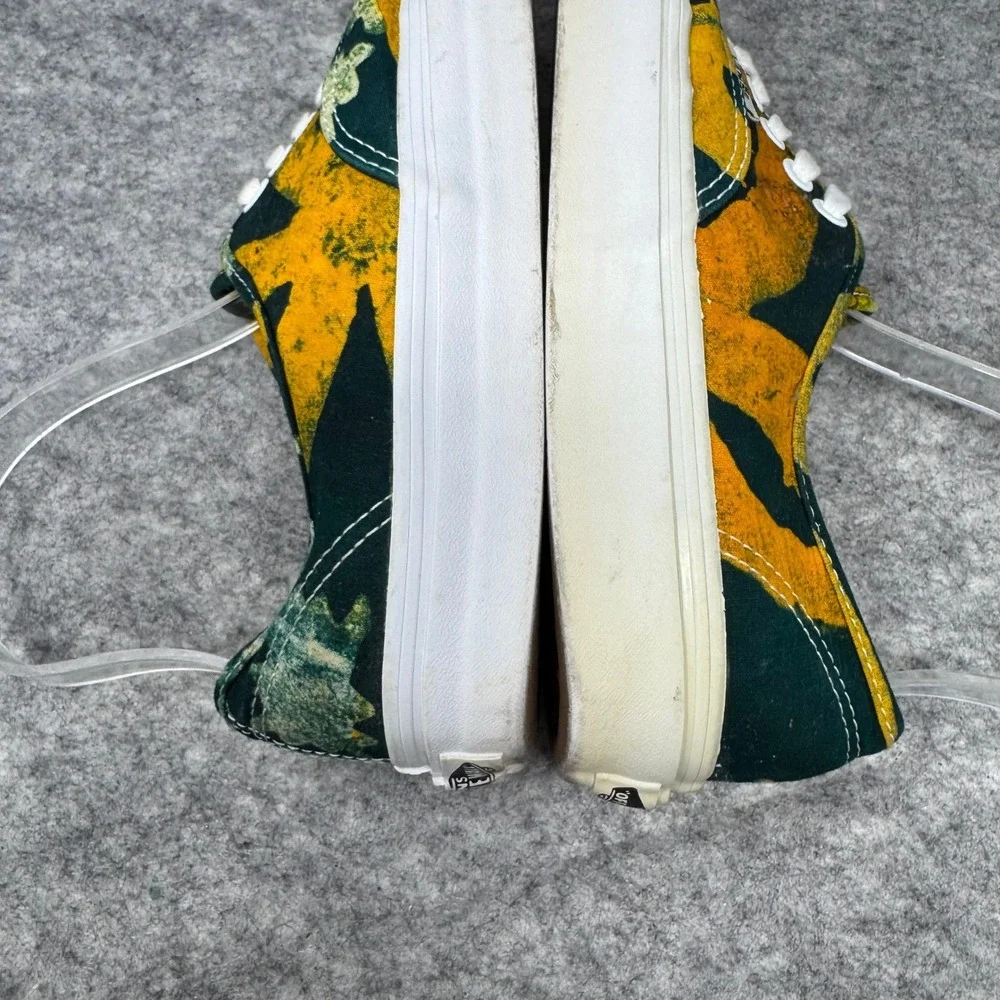 Vans Della Authentic Batik Floral Green Yellow Canvas Sneakers Mens 7 Womens 8.5